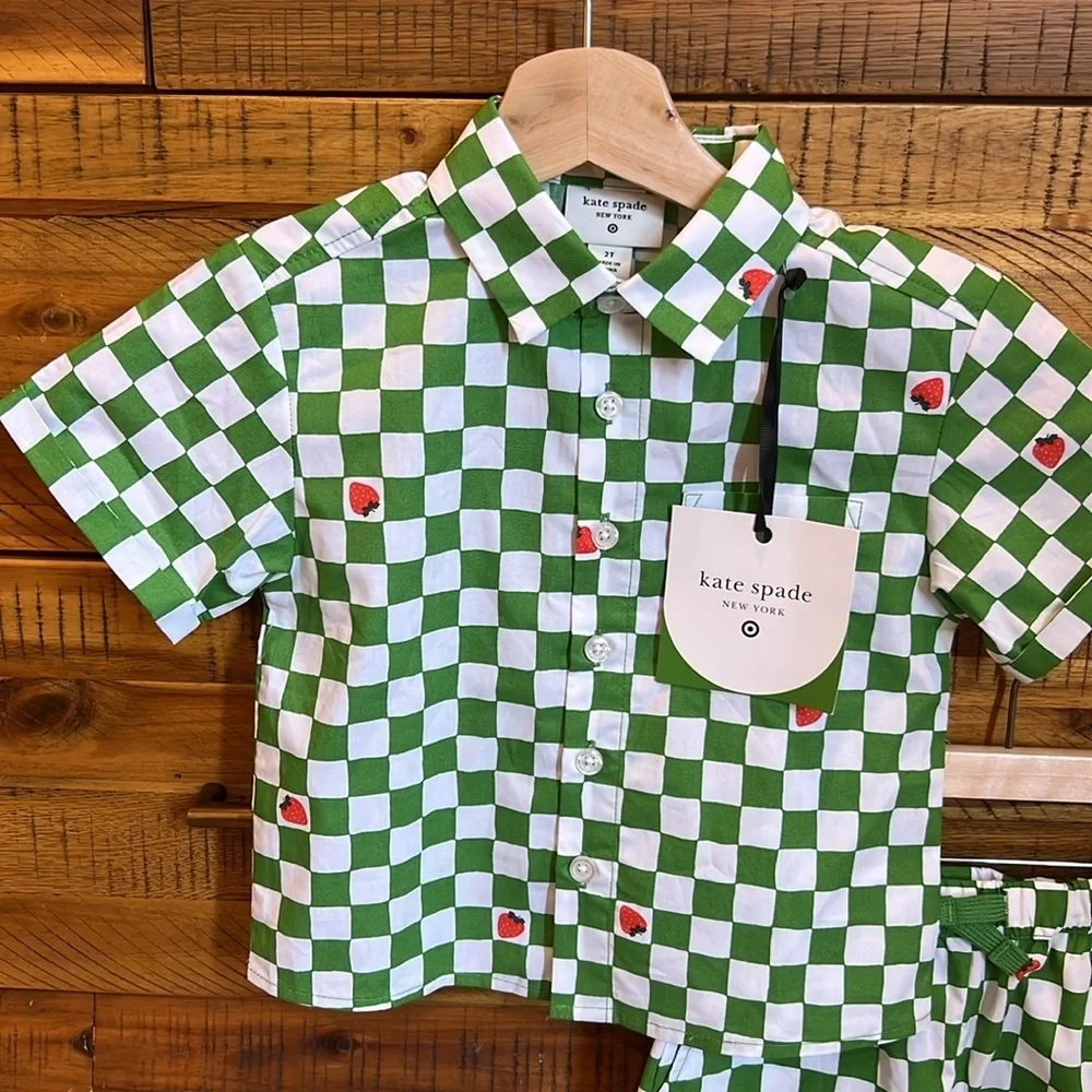 NWT Kate Spade x Target Green Checkered Kids Outfit